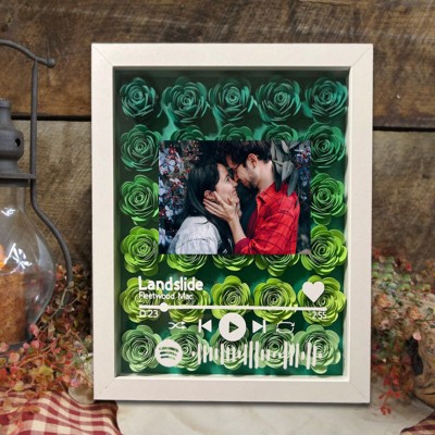 Custom Spotify Song Photo Flower Shadow Box For Couple Wife Girlfriend Valentine's Day Wedding Anniversary Gift