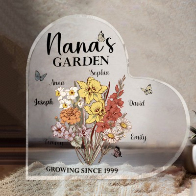 Custom Nana's Garden Birth Flower Acrylic Plaque Home Decor For Mother's Day Gift
