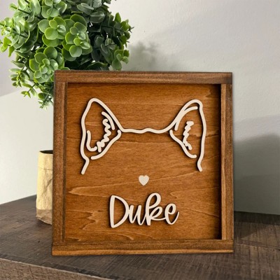 Custom Dog Ear Wall Art, Personalized Dog Ear Outlines, Pet Loss Memorial Gift, Dog Mom Gift