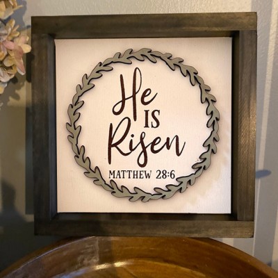 He is Risen Farmhouse Decor Easter Tiered Tray Sign