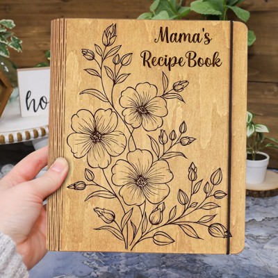 Personalized Family Wood Recipe Book For Mom Grandma Christmas Day Gift Ideas