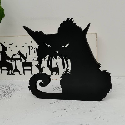 Angry Cat Sign Halloween Home Tier Tray Decor