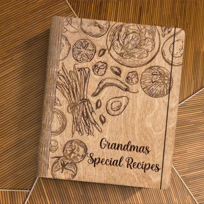 Custom Family Wood Recipe Book For Mom Grandma Christmas Day Gift Ideas