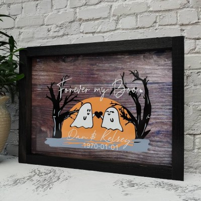 Forever My Boo Couples Halloween Wood Sign Home Decor