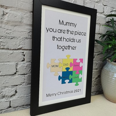 Personalised Mothers Day Gift Mom You Are The Piece That Holds Us Together Puzzles Pieces Name Sign Home Decor