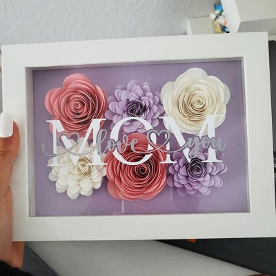 Personalized Mom Flower Shadow Box For Mother's Day Birthday