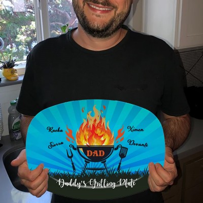 Personalized BBQ Platter With Kids Name Daddy's Grilling Plate For Father's Day