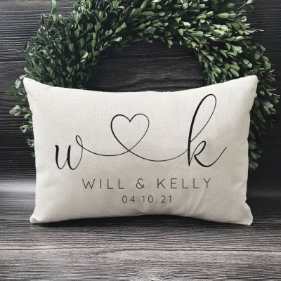 Personalized Established Date Couples Name Pillow Housewarming Anniversary Valentine's Day Gift
