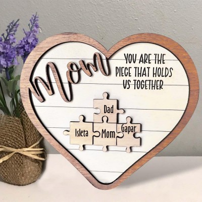 Personalized Mom Puzzles Name Sign From Kids Gift You Are The Piece That Holds Us Together Home Wall Decor For Mother's Day
