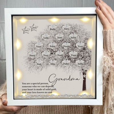 Custom Family Tree Frame With Grandchildren Names For Grandma Christmas's Day