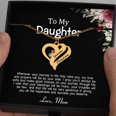 To My Daughter Heart Necklace From Mom With Personalized Name For Girl