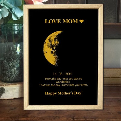 Custom Moon Phase Photo Wood Sign Warm Gift For Mother's Day