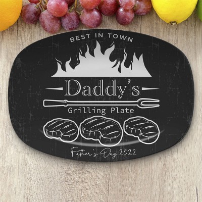 Personalized Daddy's Grilling Platter BBQ Plate For Father's Day