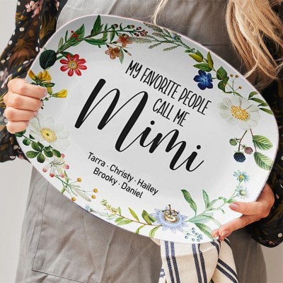 My Favorite People Call Me Mimi Personalized Platter for Grandma With Grandchildren's Name