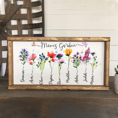 Personalized Mom's Garden Frame With Kids Names and Birth Flower For Mother's Day