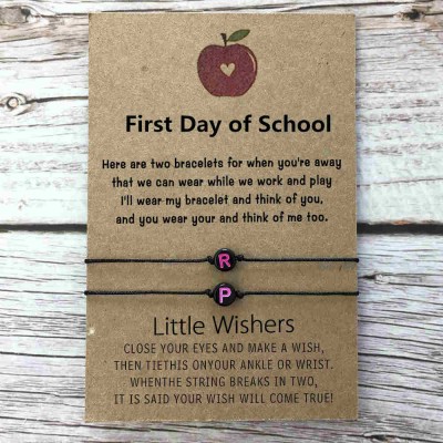 Custom First Day of School Back to School Bracelet Mama and Me Anxiety Separation Wish Gifts For Kids