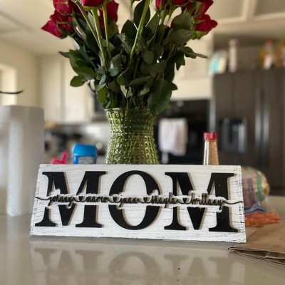 Custom Mom Wood Sign With Name Engraving For Grandma Birthday Mother's Day