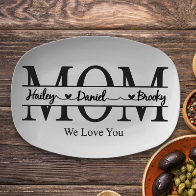 Personalized Mom Platter With Kids Name For Mother's Day