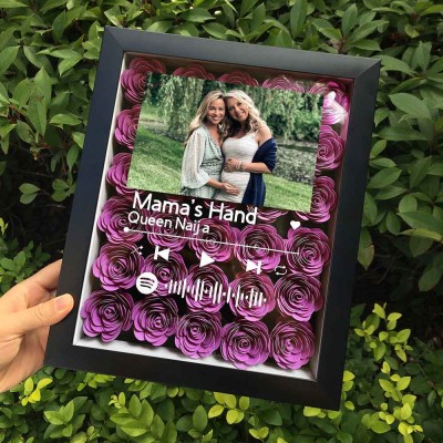 Personalized Spotify Flower Shadow Box With Best Friends Photo For Anniversary Galentine's Day
