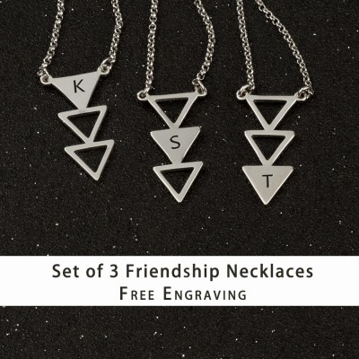 Personalized 3 Best Friend Sister Friendship Necklaces For 3