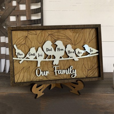 Custom Our Nest Bird Family Wood Sign With Name Engraved Home Decor for Mother's Day Christmas