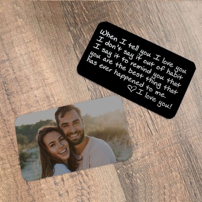 Personalized Metal Wallet Photo Card Love Note Anniversary Gift for Him Her