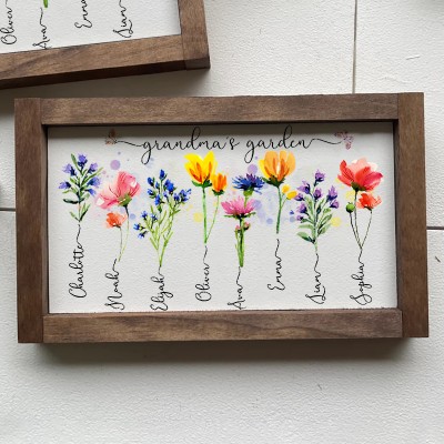 Personalized Mom's Garden Frame With Kids Names and Birth Month Flower For Mother's Day