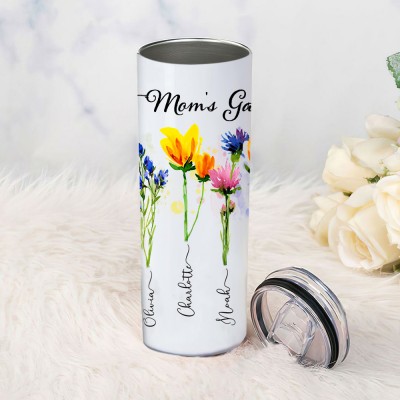 Personalized Mom's Garden Tumbler With Kids Name and Birth Month Flower For Mother's Day