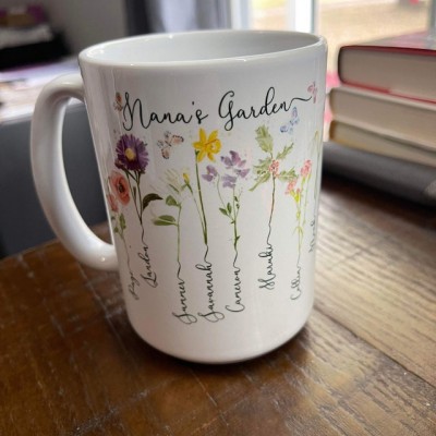 Grandma's Garden Mug Custom Birth Month Flower With Grandchildren Name Gift Ideas For Mother's Day