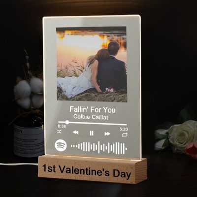 Personalized Photo Music Song Plaque Night Light Home Decor Valentine's Day Anniversary Couple Wedding Gift Ideas