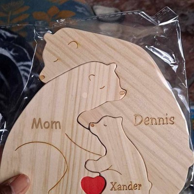 Custom Wood Bear Family Puzzle Keepsake Home Decor For Mother's Day Gift