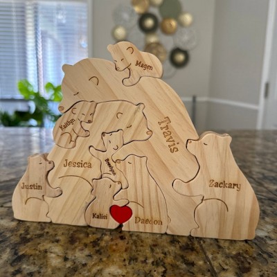 Custom Wood Bear Family Puzzle Keepsake Home Decor For Mother's Day Gift