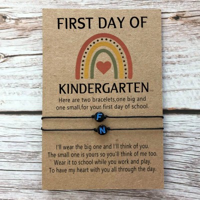 Custom First Day of Kindergarten Back to School Bracelet Mama and Me Anxiety Separation Wish Gifts For Kids