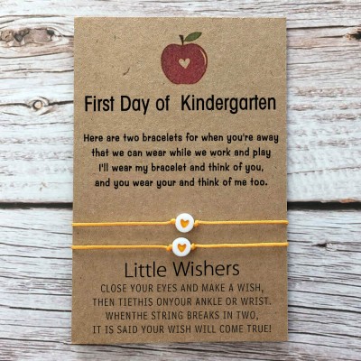 First Day of Kindergarten Back to School Bracelet Mother Daughter Son Separation Anxiety Comfort Gifts