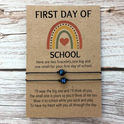 Custom First Day of School Back to School Bracelet Mama and Me Anxiety Separation Wish Gifts For Kids