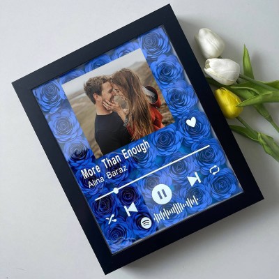 Personalized Song Flower Shadow Box With Couple Photo For Valentine's Day Anniversary Gift Ideas