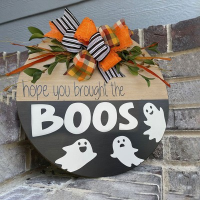 Happy Halloween Boo Door Hanger Farmhouse Entry Way Wall Home Decor