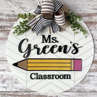 Personalized Wooden Teacher Classroom Door Hanger Back To School Welcome Sign