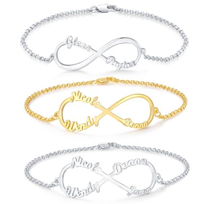 Personalized Infinity Names Bracelet With 1-4 Names