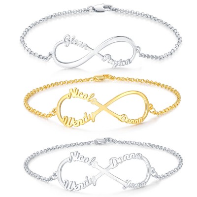 Personalized Infinity Names Bracelet With 1-4 Names