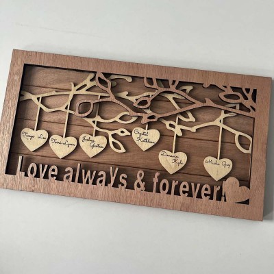 Custom Family Tree Wood Sign With Kids Name For Mother's Day Christmas