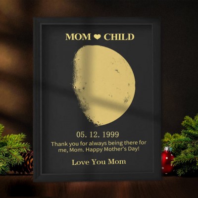 Custom Moon Phase Photo Wood Sign Warm Gift For Mother's Day