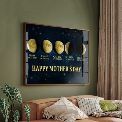 Custom Moon Phase Wooden Sign Warm Wall Art Home Decor Gift For Mother's Day