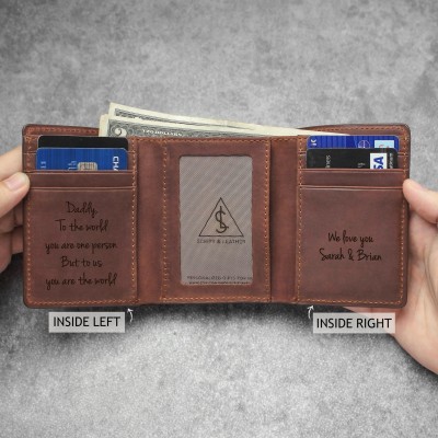 Personalized Engraved Message Wallet For Father's Day From Wife Daughter