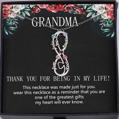 To My Grandma Custom Infinity Birthstone Necklace For Mother's Day Christmas Gift Ideas