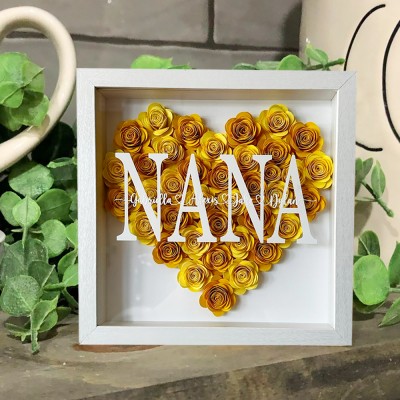 Personalized Nana Flower Shadow Box With Grandkids Name For Mother's Day Christmas