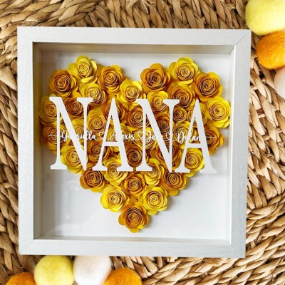 Personalized Nana Flower Shadow Box With Grandkids Name For Mother's Day Christmas