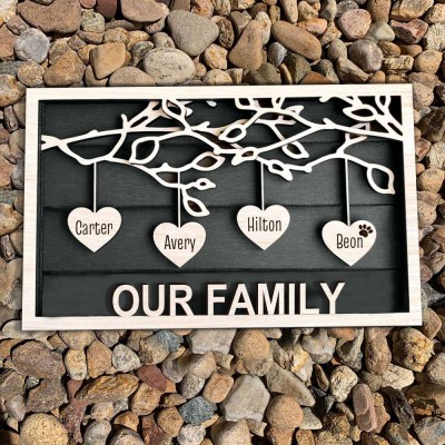 Custom Wooden Family Tree Sign With Name Home Decor For Mother's Day Christmas