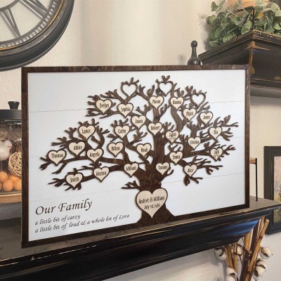 Personalized Family Tree Wood Sign Wall Art 50th 40th 30th 20th Anniversary Christmas Birthday Gift Idea