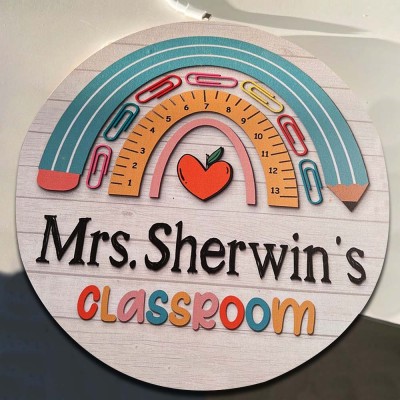 Personalized Wooden Teacher Classroom Door Hanger Back To School Gift Welcome Sign